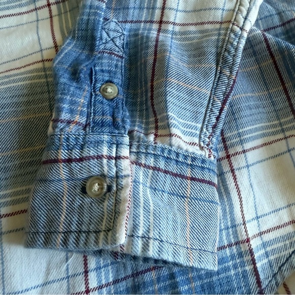 American Eagle | Boyfriend Fit Flannel Large Blue White - Picture 3 of 7